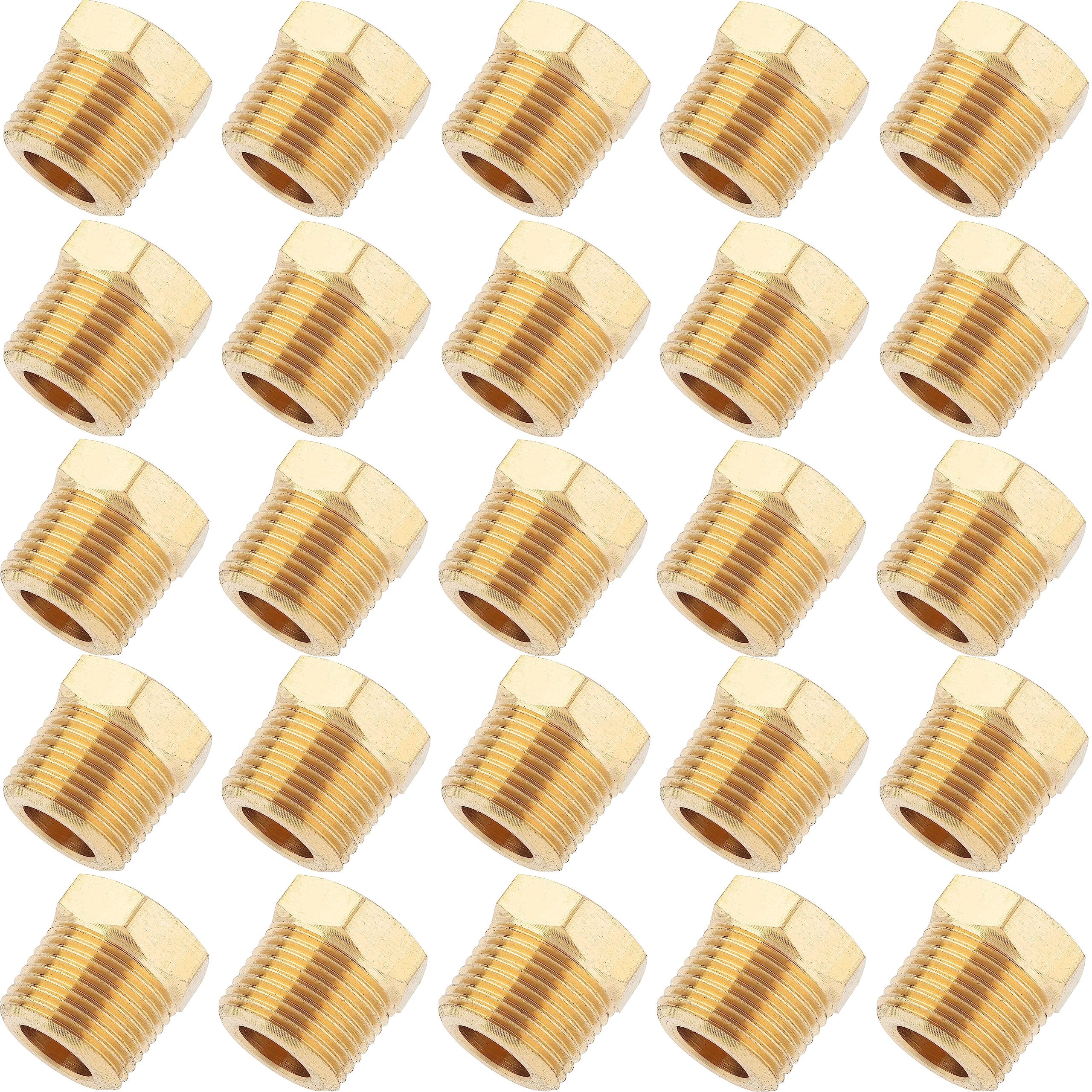 LTWFITTING Brass Pipe Hex Head Plug Fittings 3/8-Inch Male BSPT Air Fuel Water Boat (Pack of 25)