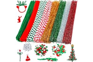CVNDKN Christmas Pipe Cleaners,700 Pcs Pipe Cleaners Craft Set Including 200 Pcs Pipe Cleaners,400 Pcs Pom Poms Balls,100Pcs Wiggle Googly Eyes Self Adhesive Suitable for Home&School DIY Art Crafts