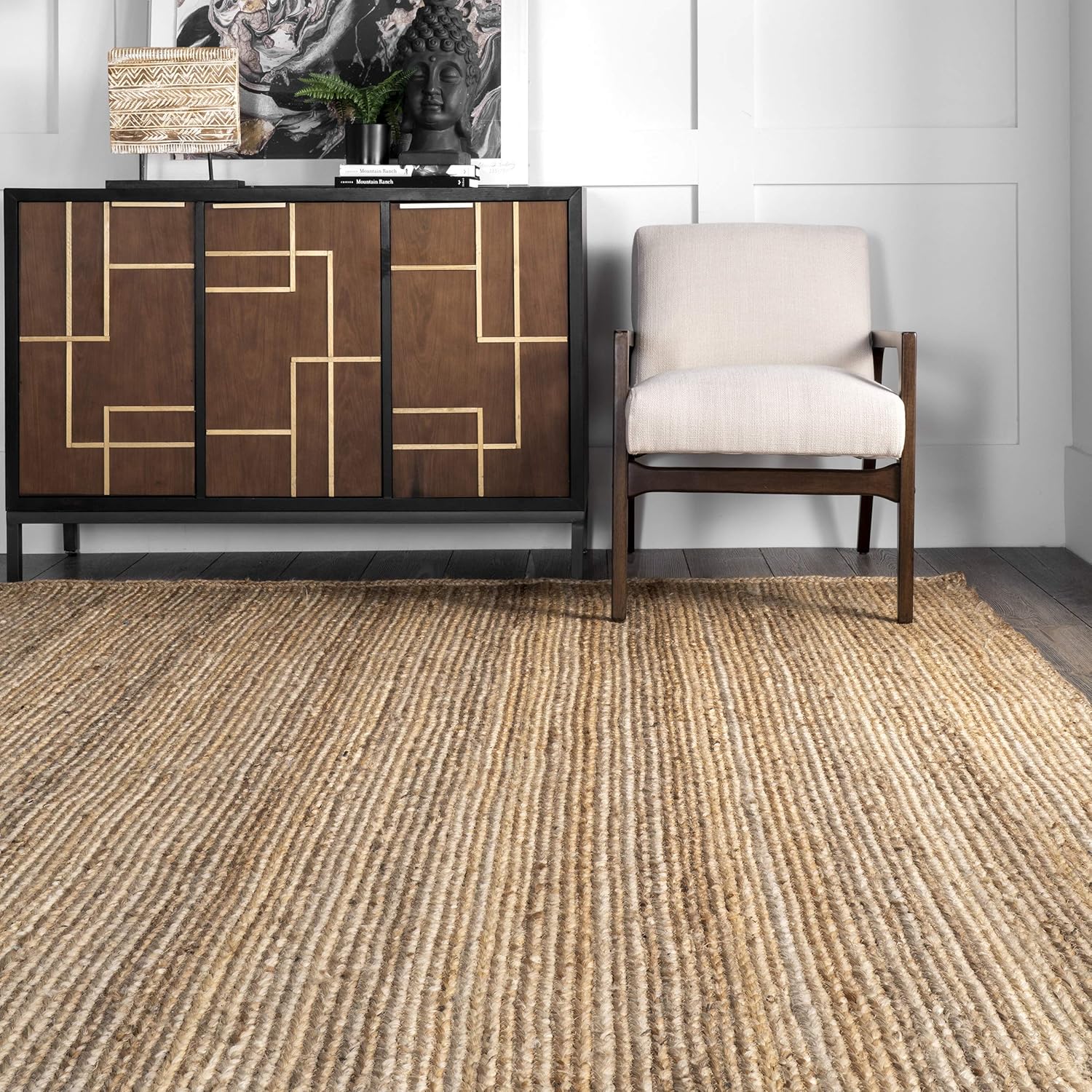 nuLOOM Rigo Hand Woven Farmhouse Jute Runner Rug, 2' 6" x 6', Natural: Furniture & Decor