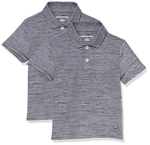 Amazon Essentials Boys' Short-Sleeve Active Performance Polo Shirts, Pack of 2, Grey Space Dye, XX-Large