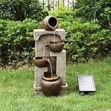 Teamson Home Solar Powered Water Feature 4 Tier Pot Fountain with LED Lights view 5