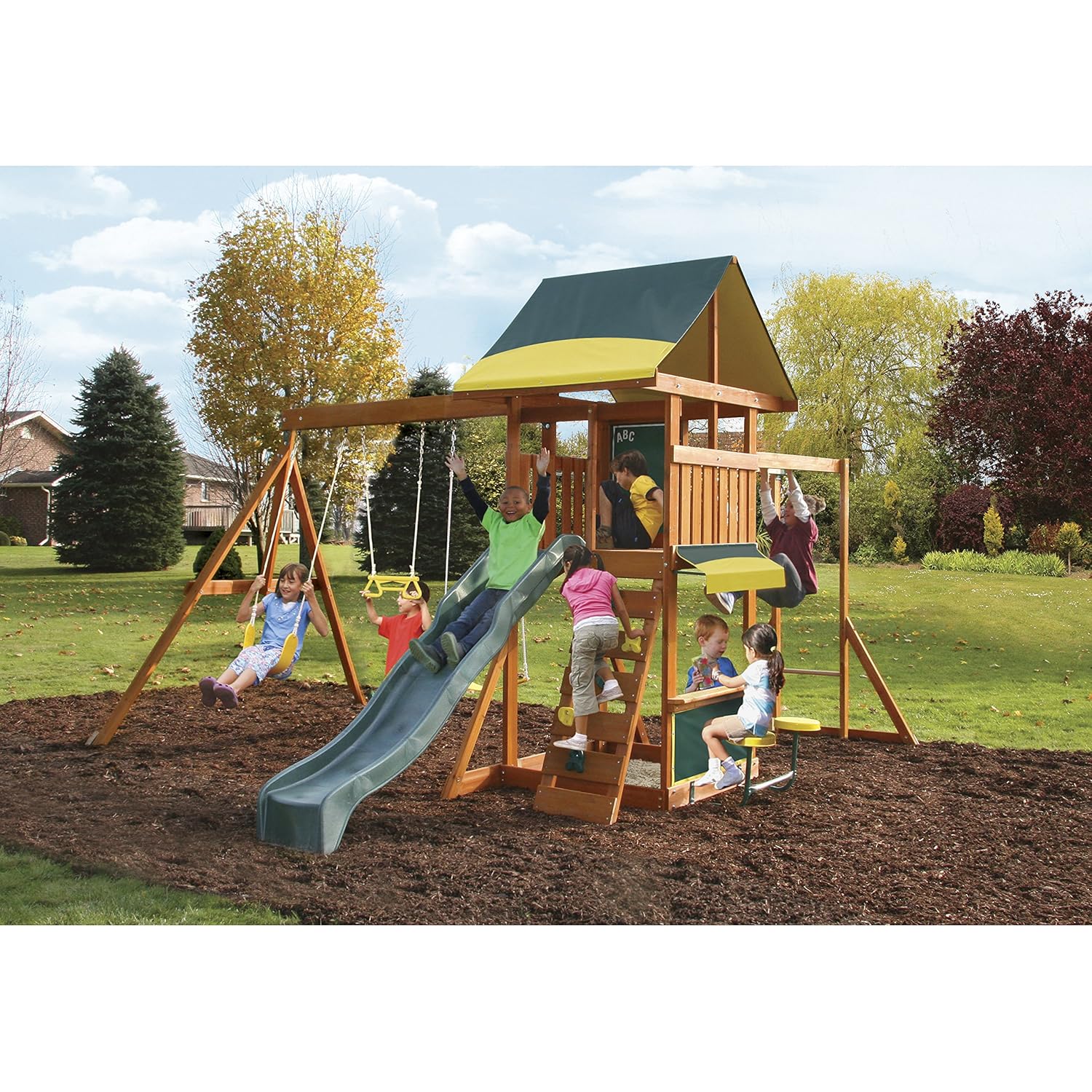 Amazoncom Big Backyard Brightside Wooden Swing Set By KidKraft