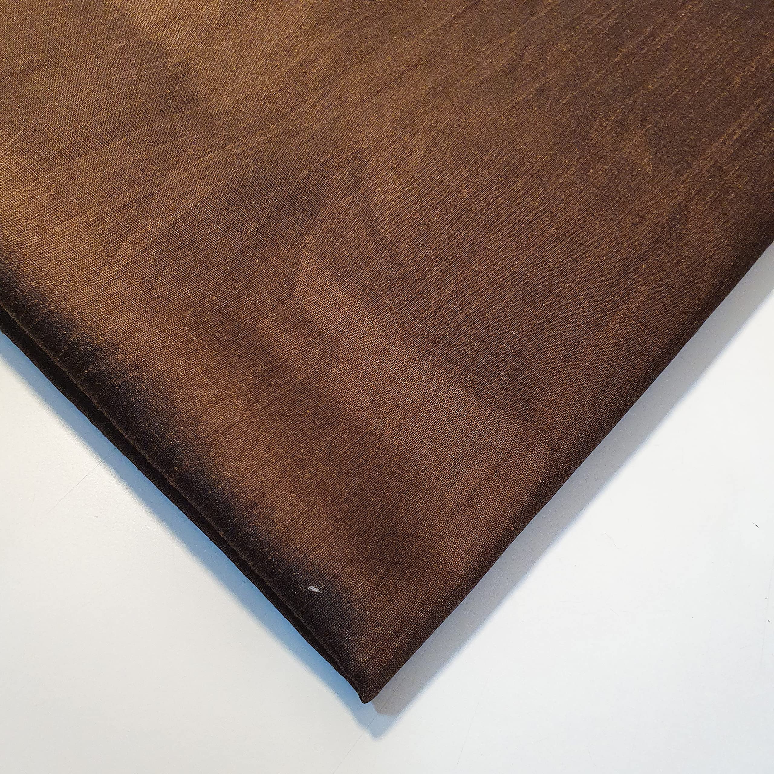 Plain Dyed Slub Shot Faux Dupion Raw Silk Craft Fabric Suitable for Dressmaking, Wedding, Prom - Dress Craft Fabric Material 44" - 112 cm Wide Sold As 1 Meter Pre - Cut Lengths (Brown)