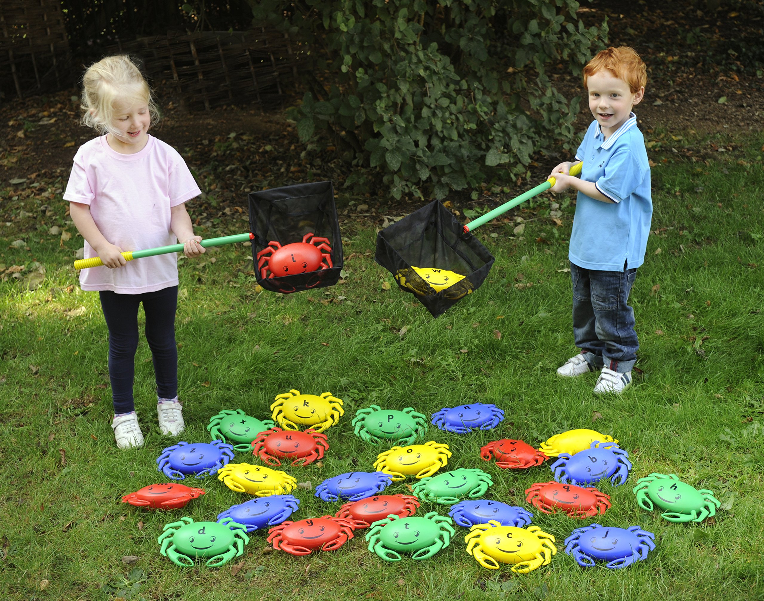Educational Advantage Netting Alphabet Crabs - Letter Recognition and Sequencing - Literacy learning Resource - Gross Motor Giant Fishing Game - Age 2+