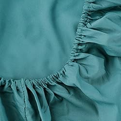 Toodou Teal Twin-XL Size Fitted Sheet-Brushed