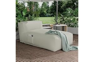 Dineli Chaise Lounge Chair Outdoor Bed Lounger Outdoor Couch Sofa for Pool Comfy Patio Furniture Foam Filling Bean Bed Chair Lazy Sofa for Outside, Water-Resistant Sunbed (Light Green, 59'' Length)