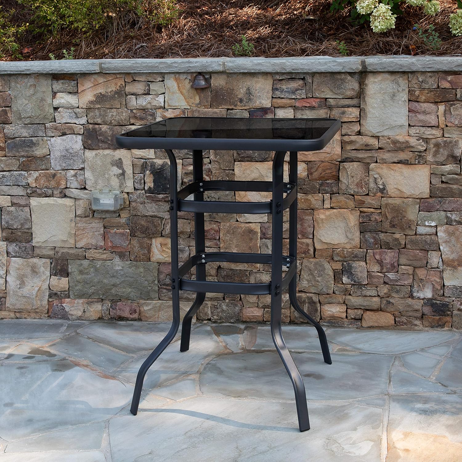 Flash Furniture 31.5" x 55" Rectangular Tempered Glass Metal Table : Garden & Outdoor