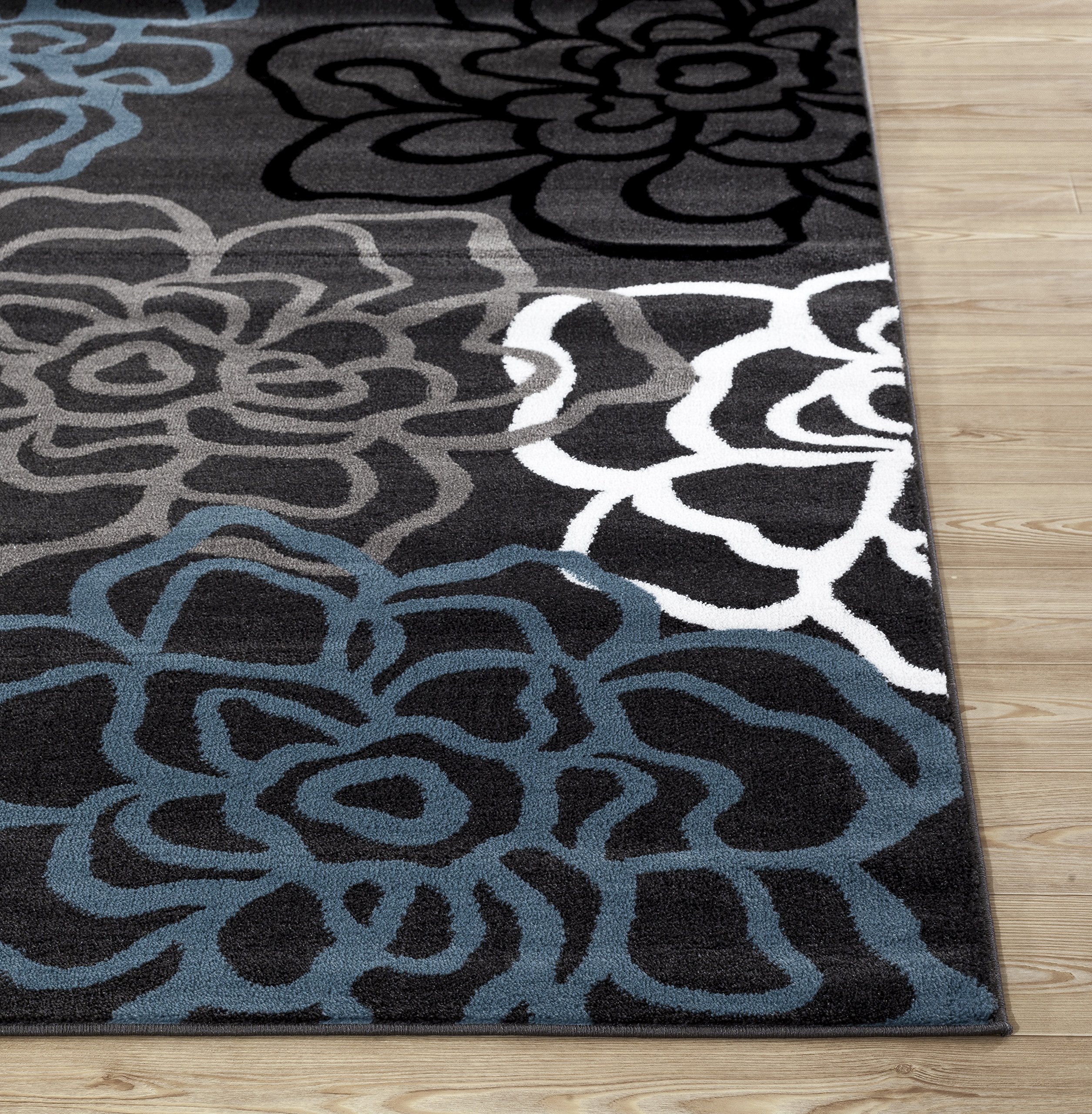 Contemporary Modern Floral Flowers Area Rug, 5' 3" x 7' 3