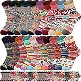Taiyin 80 Pairs Bulk Wool Socks for Women Winter Knit Thermal Warm Soft Thick Vintage Fluffy Cozy Hiking Socks Indoor Christmas Boho Gifts