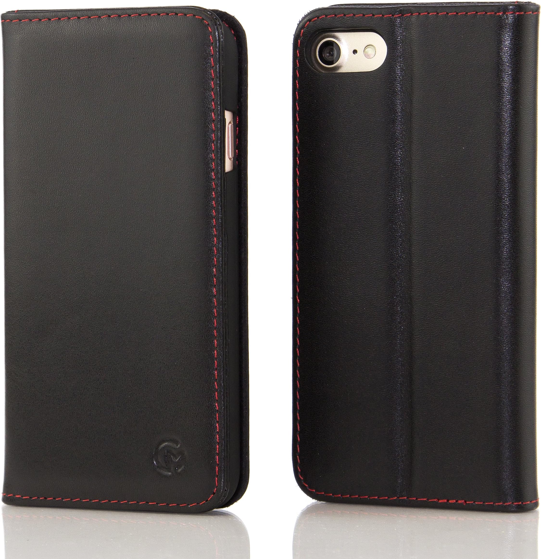 Casemade ® iPhone Italian Leather Wallet case/cover with card holder (Black) - Fits The Apple iPhone 7 and The Apple iPhone 8