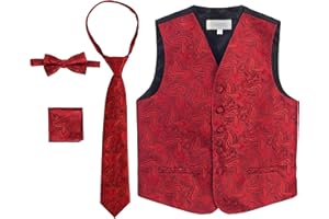 Gioberti Kids And Boys 4pc Paisley Vest Set - Vest, Bowtie, Tie, Pocket Square