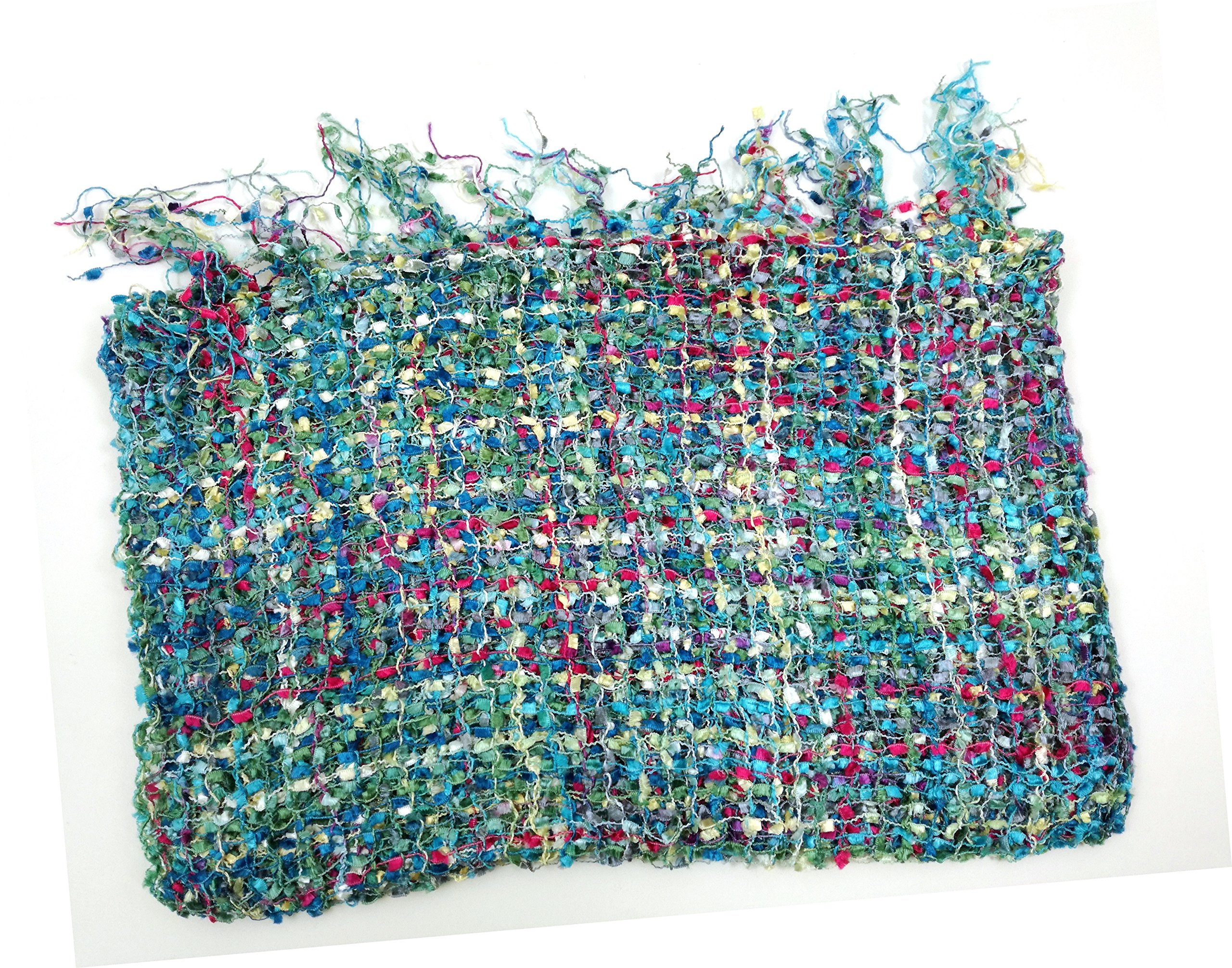 COOL TRADE WINDS - LIGHT AND DELICATE CONFETTI NET WEAVE SCARF: Hand Loomed in India, a pretty scarf that can be worn for any occasion - 193cm x 33cm in size (Sky Blue)