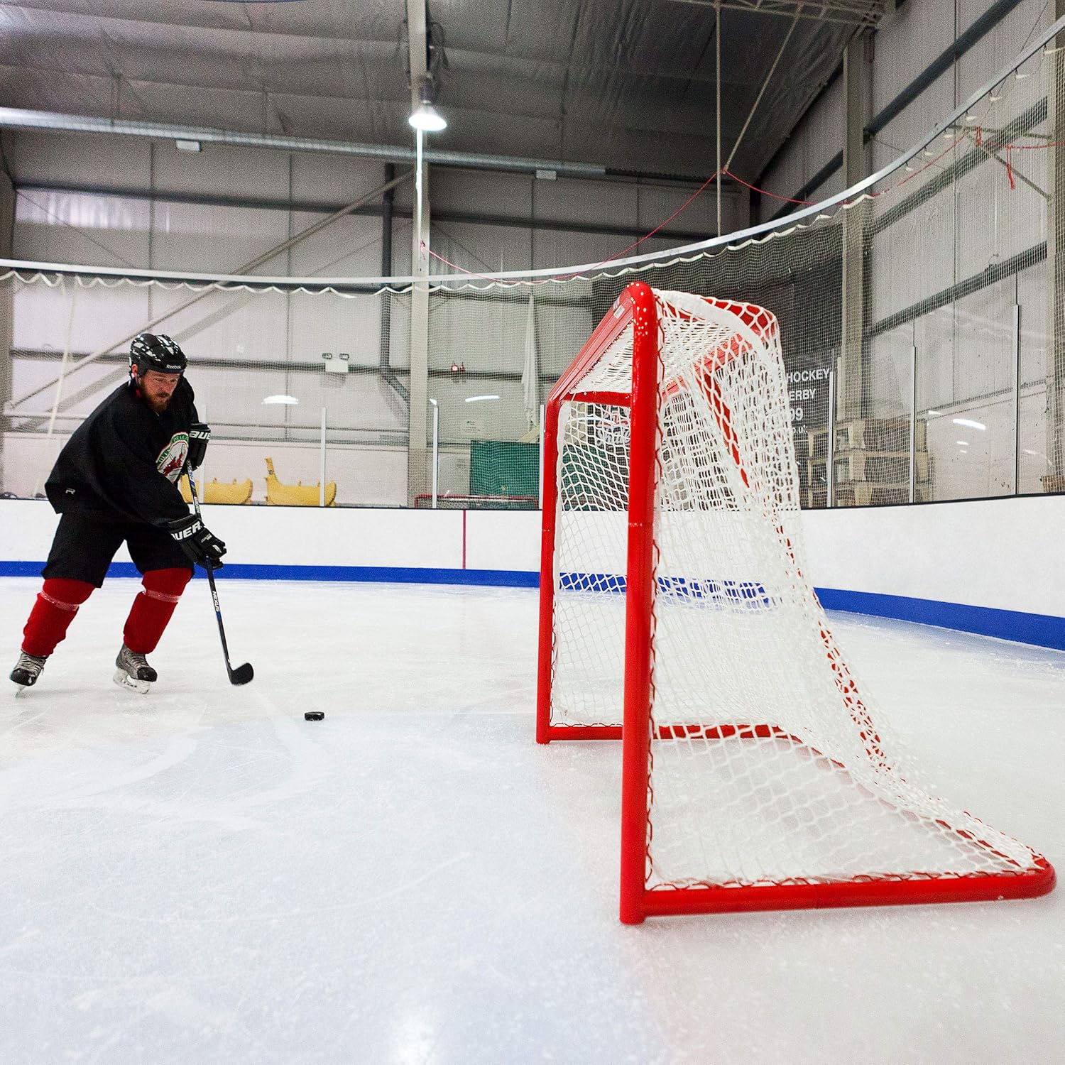 Forza Hockey Goals (6ft x 4ft) | Regulation Or Professional Hockey Goals | Galvanized Steel Frame | Professional 5mm Thick Net with 42mm Mesh | Traditional Red Frame with White Netting (Professional) : Sports & Outdoors