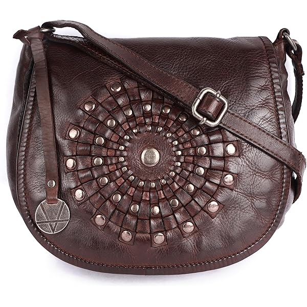 Genuine Italian Leather Boho Studded Shoulder Sling Bag