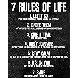 7 Rules of Life Motivational Poster - Printed on Premium Cardstock Paper - Sized 11 x 14 Inch - Perfect Print For Bedroom or 