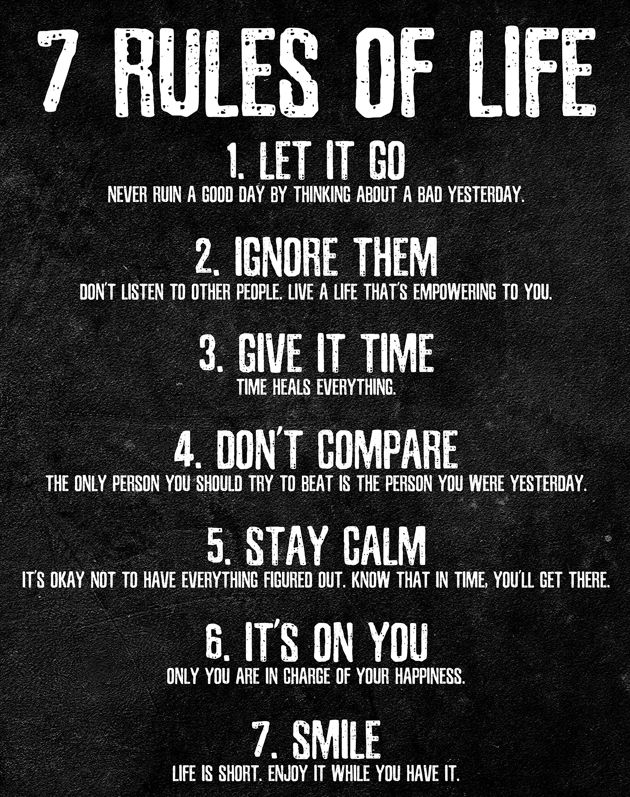 Rules To Live By Quotes Home Office 7 Rules Of Life Motivational Poster - Printed On Premium  Cardstock Paper - Sized 11 X 14 Inch - Perfect Print For Bedroom :  Amazon.co.uk