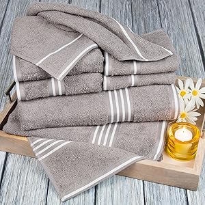 Lavish Home Rio 8 Piece 100% Cotton Towel Set - Silver