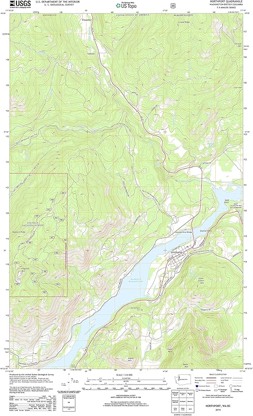 Topographic Map Poster NORTHPORT, WA TNM GEOPDF 7.5X7.5