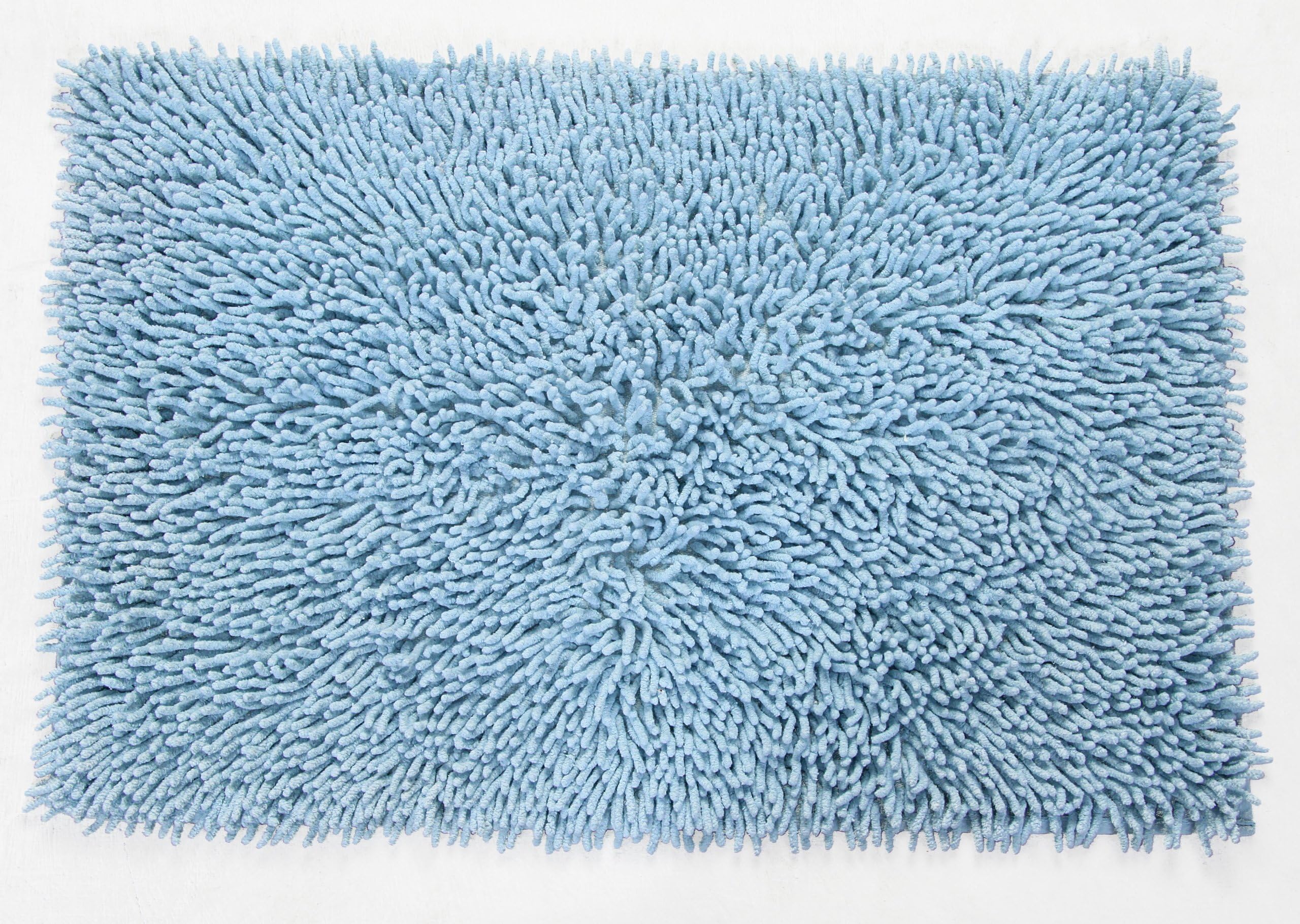 Castle Hill 100% Cotton Chenille Shaggy Bath Rug with Spray Latex Backing 24x40 Light Blue