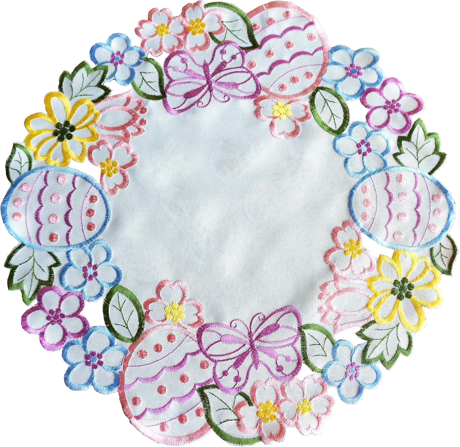 Easter Eggs Flowery Placemats Set of 4 ,Floral Cutwork