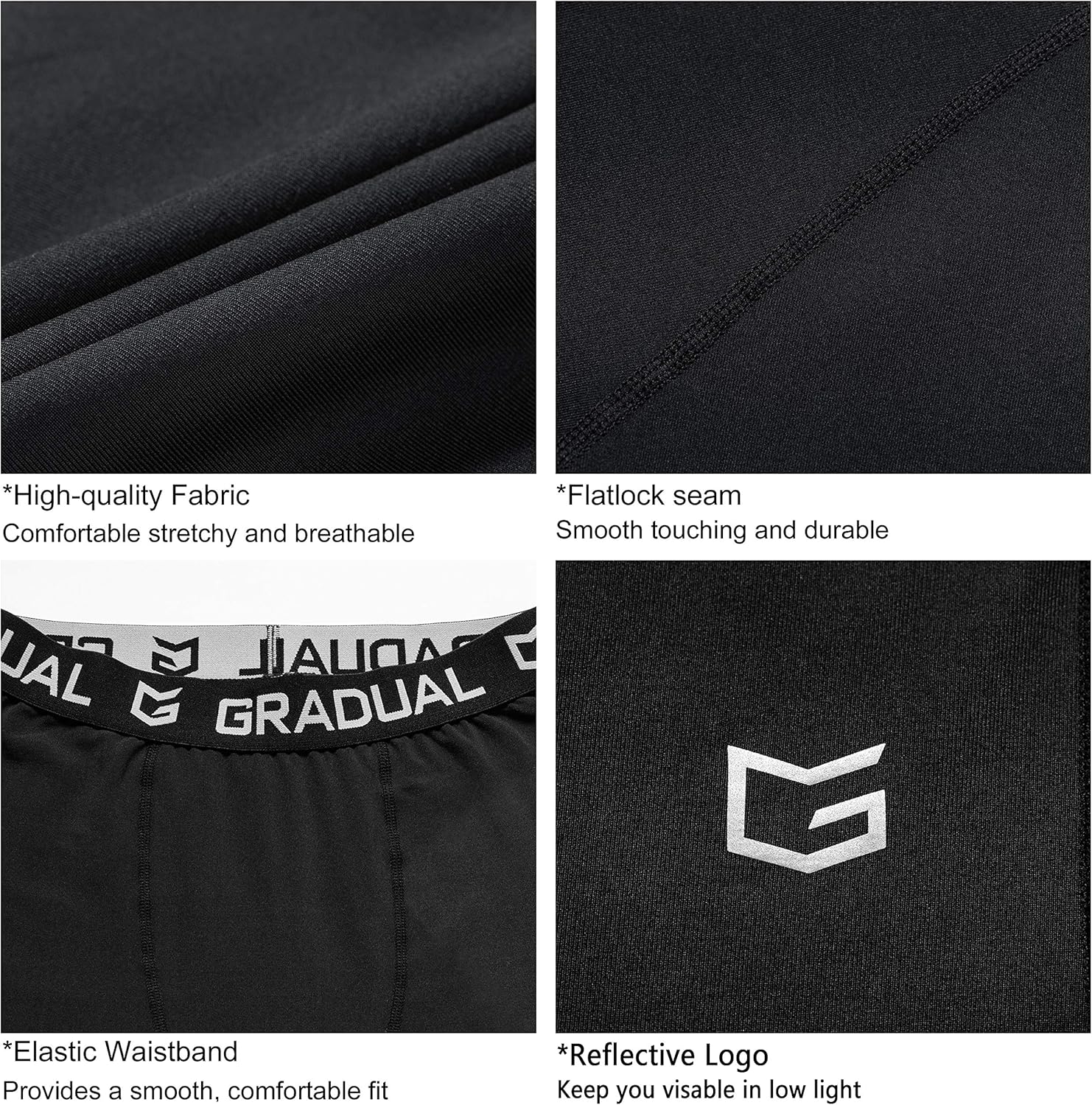 G Gradual Boys' Compression Leggings Youth Base Layer Pants Soccer Basketball Sports Tights for Boys: Clothing