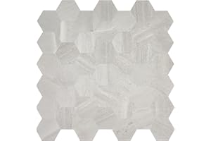 Avant Decor | Peel and Stick Kitchen Backsplash Tiles | Stone Composite Small Hexagon Tiles | Stick On Wall Tiles | Easy DIY Installation | 5” x 5” | Sample Tile