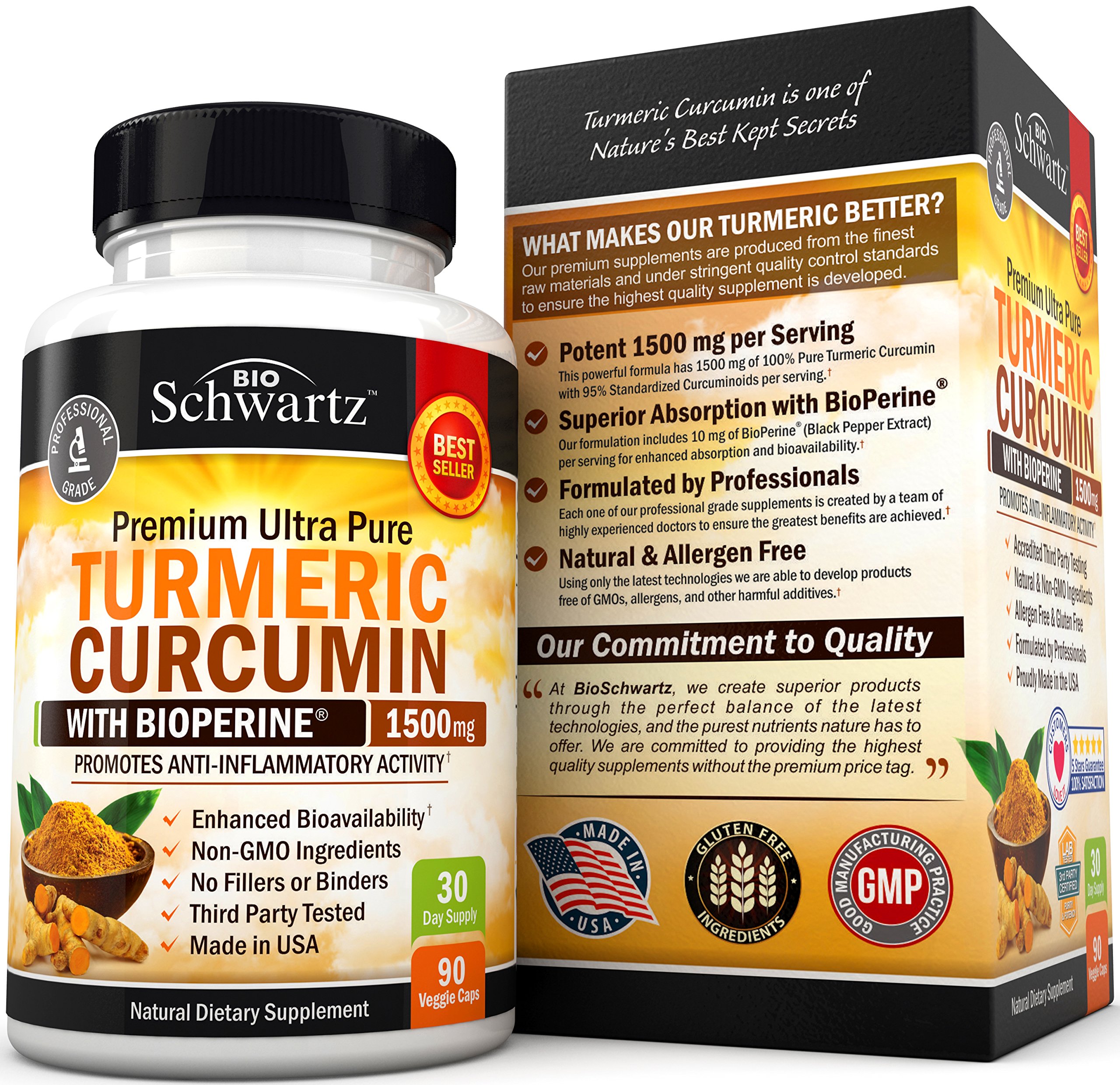 Turmeric Curcumin with Bioperine 1500mg. Highest Potency Available