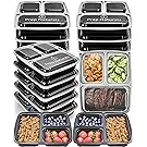 Meal Prep Containers 3 Compartment - Plastic Food Containers for Meal Prepping - Divided Lunch Containers Food Prep Containers - Reusable Food Storage Containers with lids Bento Lunch Box [15 Pack]