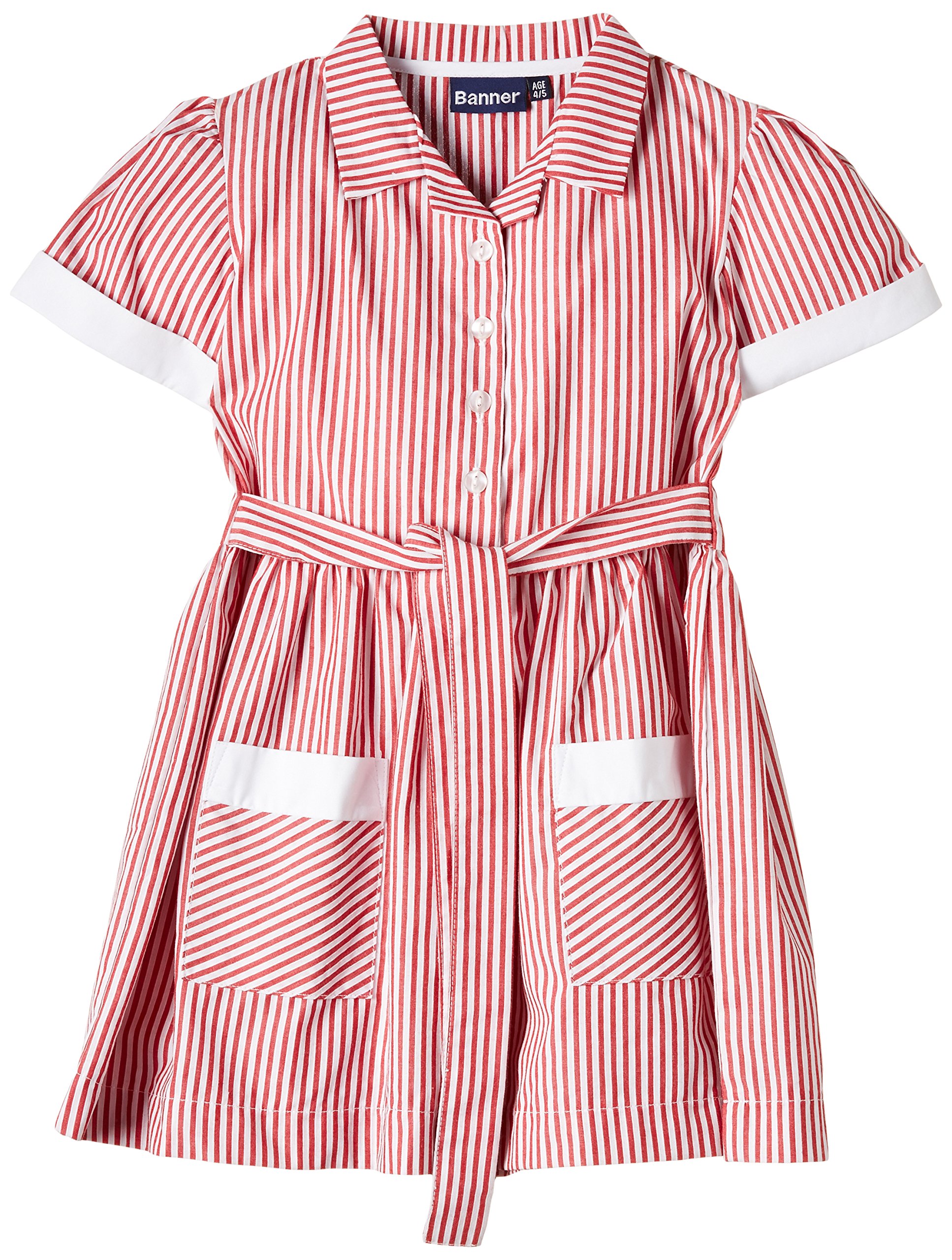 Blue Max Banner Girls Kinsale Striped Short Sleeve Dress, Red, Size 4 (Manufacturer Size:4/5)