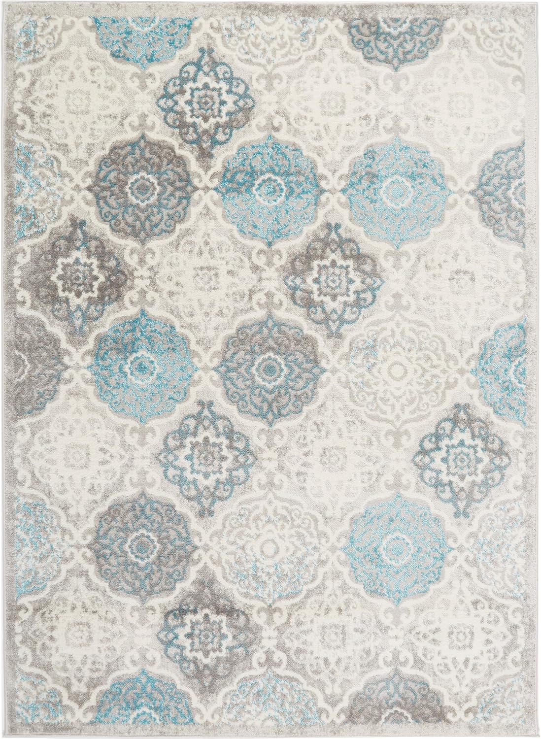 Home Dynamix Boho Andorra Bohemian Area Rug, Transitional Gray/Aqua/Ivory 7'9"x10'2": Home & Kitchen
