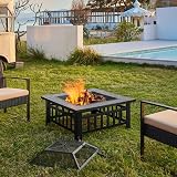 Yaheetech Outdoor Fire Pit 81cm Square 3 in 1 Heat Resistant with Cover view 3