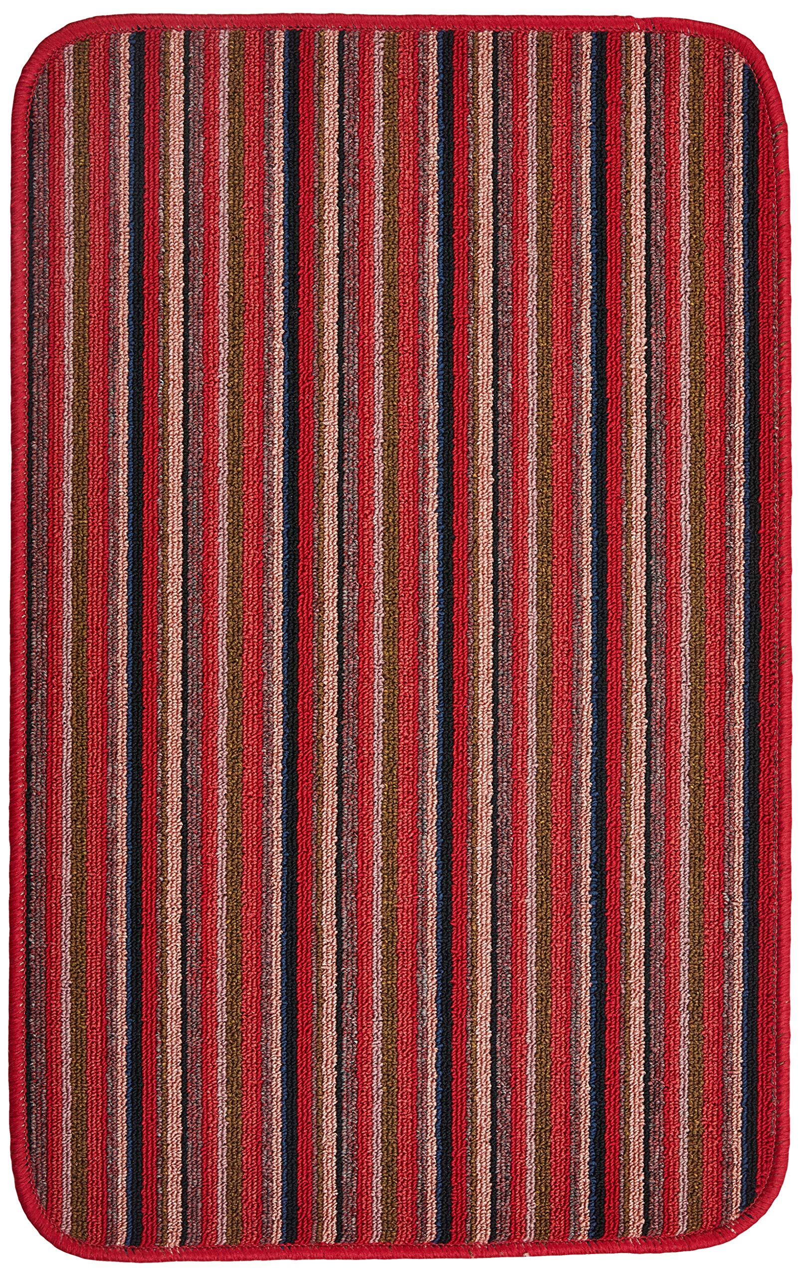 Dandy by William Armes, Ios Stripe Indoor Washable Rug, Red, 80 x 50