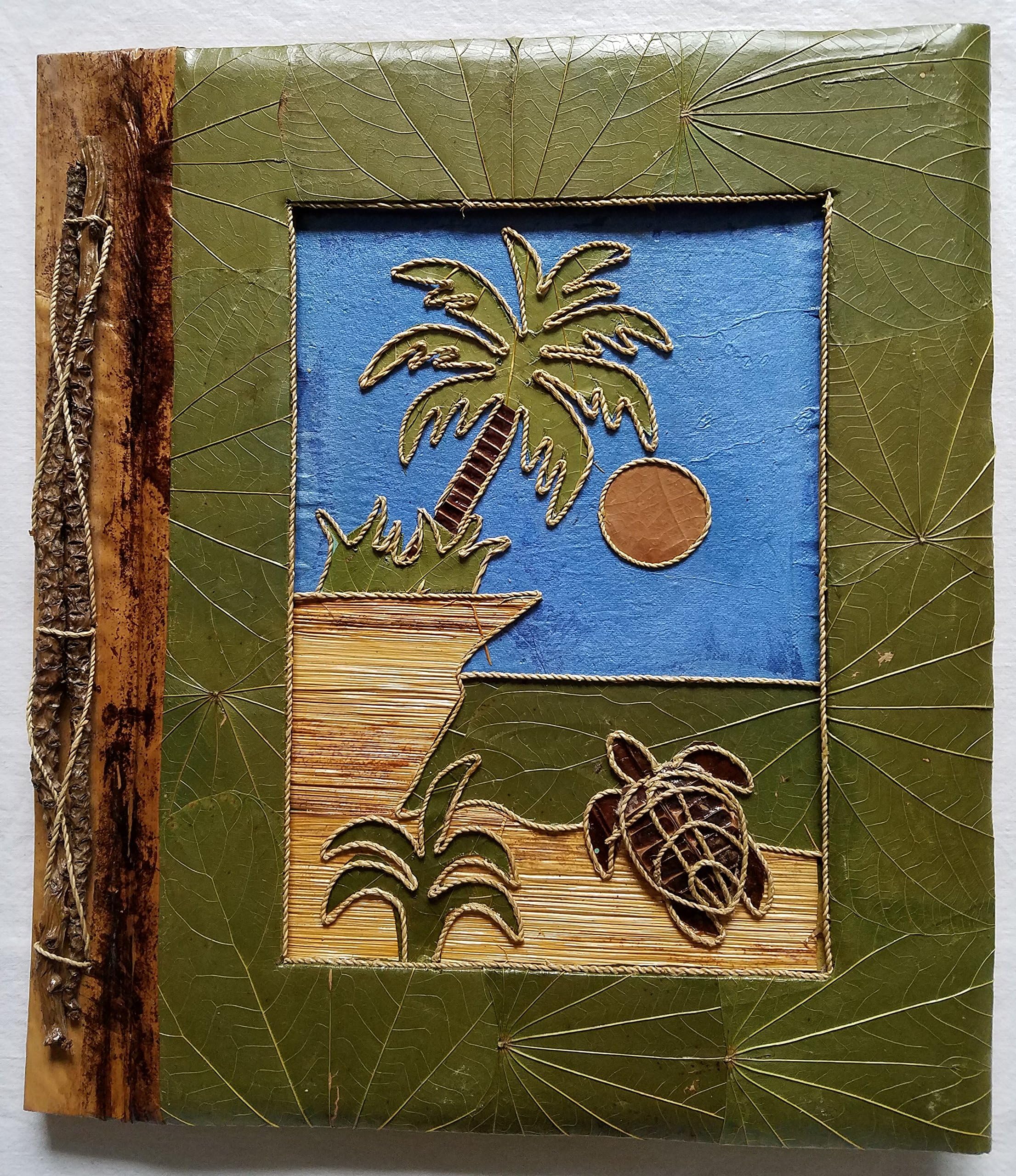 Handmade Natural Palm Tree With Turtle Photo Album- Holds 80 Photos