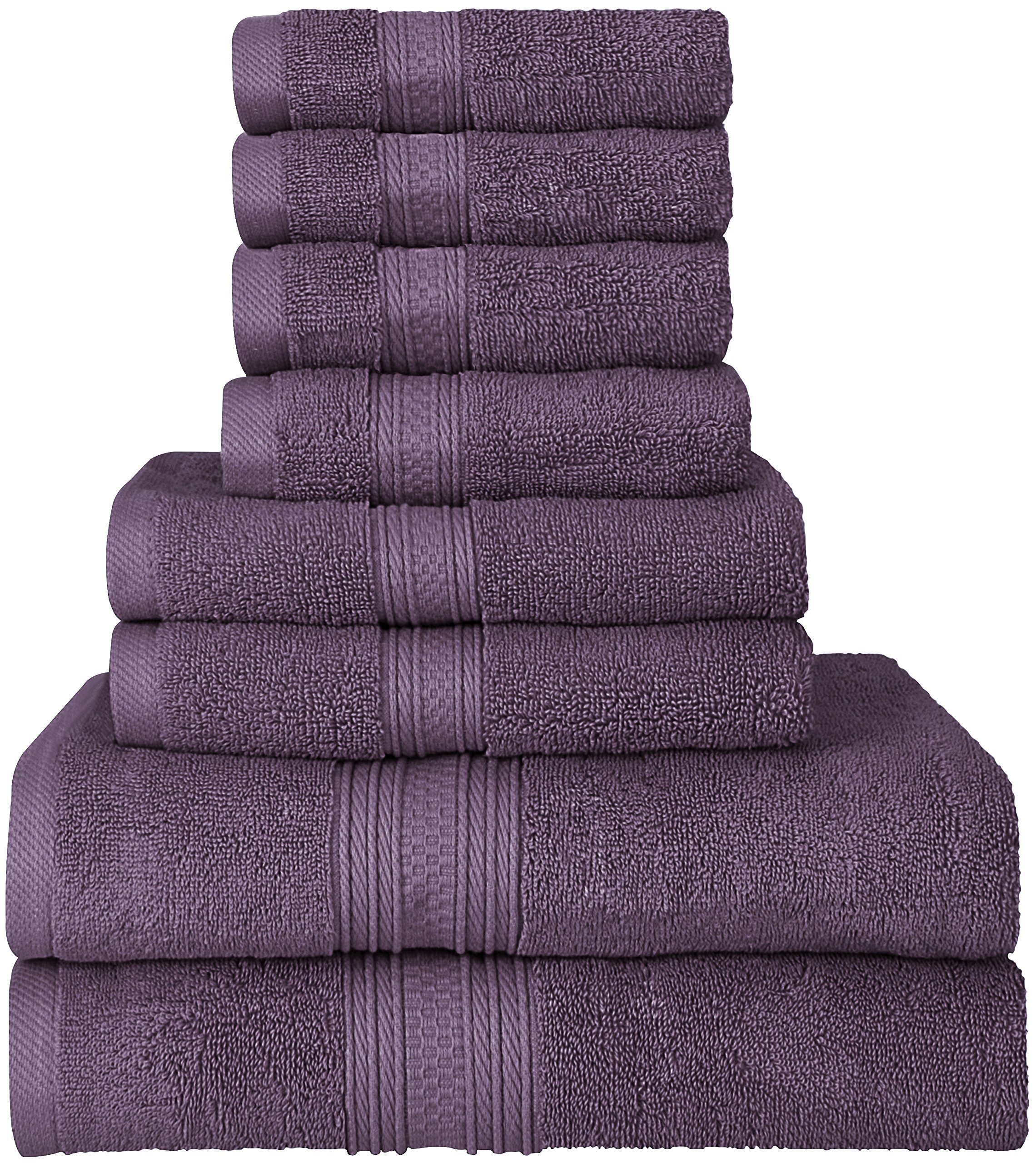 Utopia Towels Premium 8 Piece Towel Set (Plum) 2 Bath Towels, 2 Hand