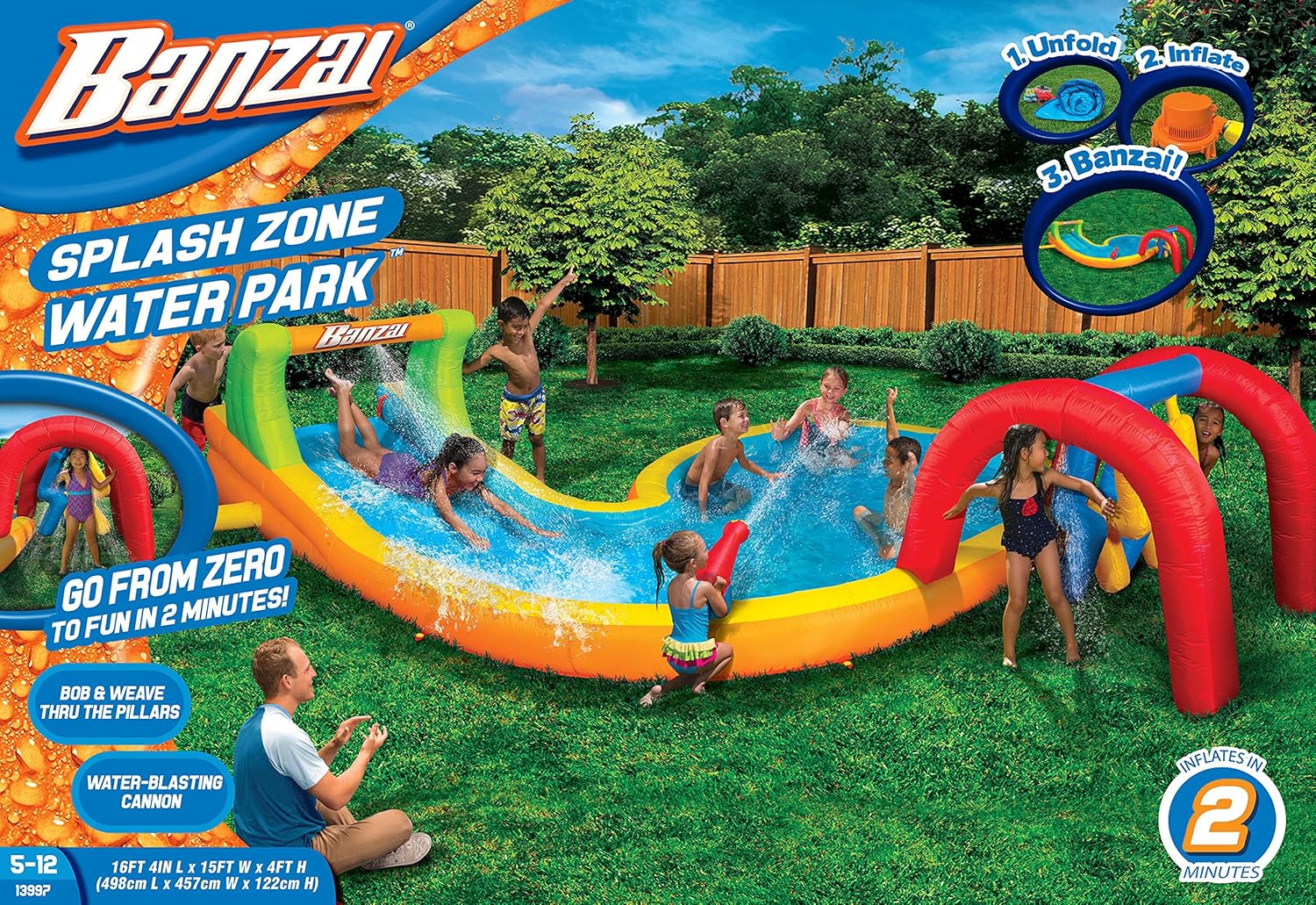 Amazon Com Banzai Splash Zone Water Park Outdoor Backyard Summer