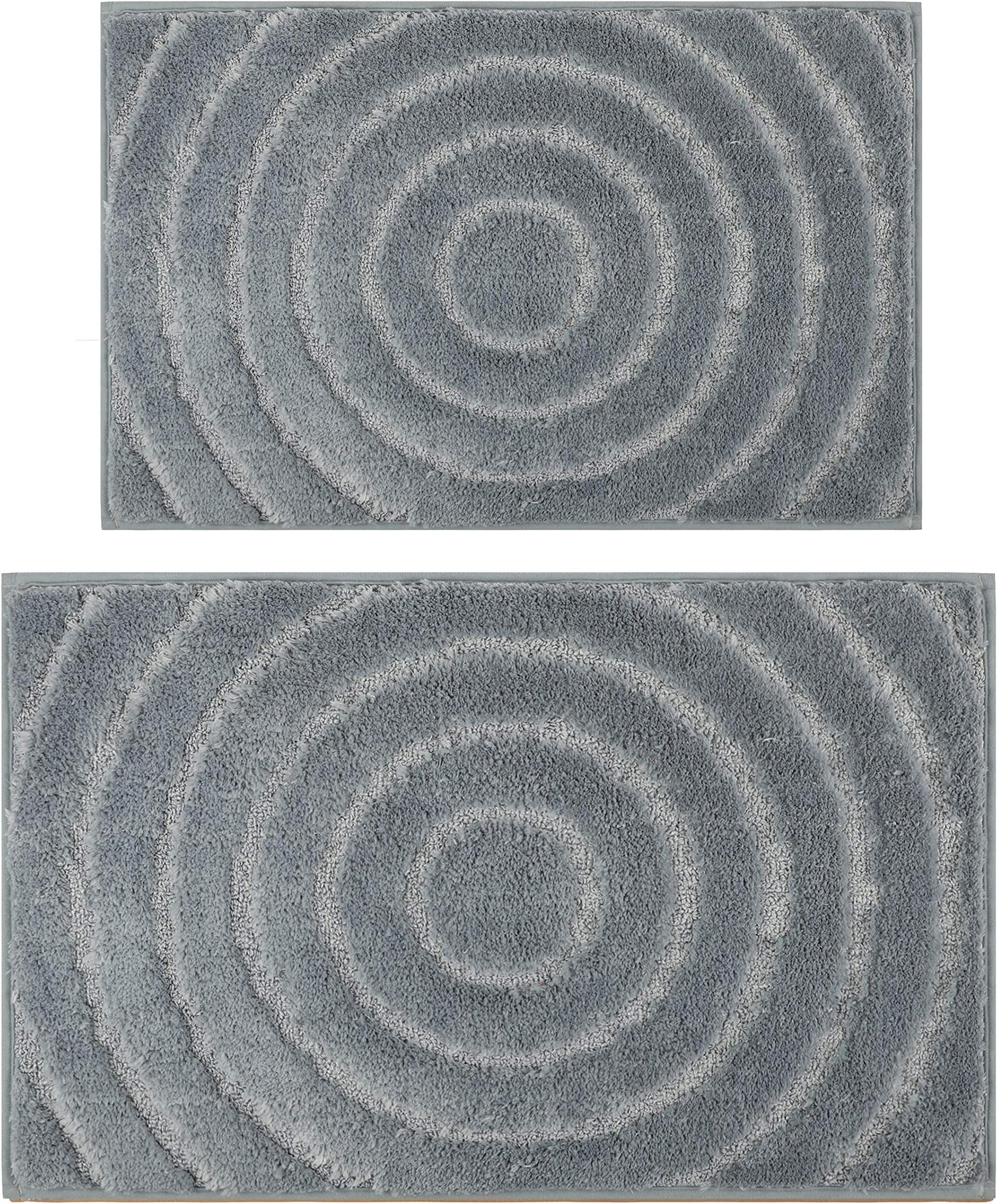 Aonewoe Bath Mats Set of 2 Soft Microfiber Shag Bath Rugs Kitchen Rugs Door Way Feet Mats Non Slip Absorbent Doormats Bathroom Shower Rugs (Blue, 45x65cm+50x80cm)