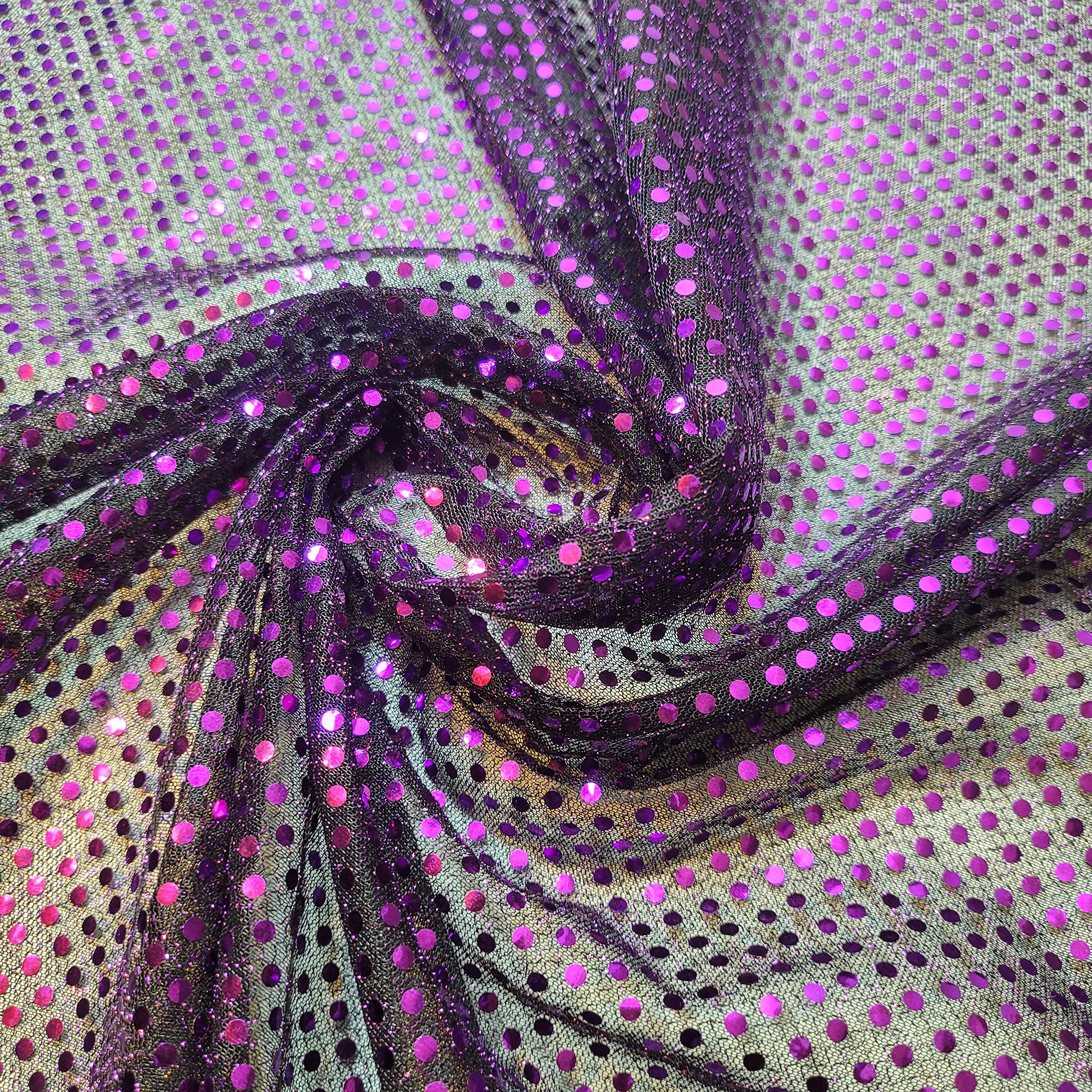 Sequin Jersey Shiny Sparkly Nylon Fabric Fancy Dress Metallic Costume 44" (1 Meter, Purple 1mm)
