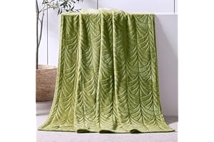 Whale Flotilla Flannel Fleece Throw Blanket for Couch, Soft Fluffy Velvet Sofa Blanket with Decorative Vintage Pattern for All Season, Warm and Lightweight, 50x60 Inch, Olive Green