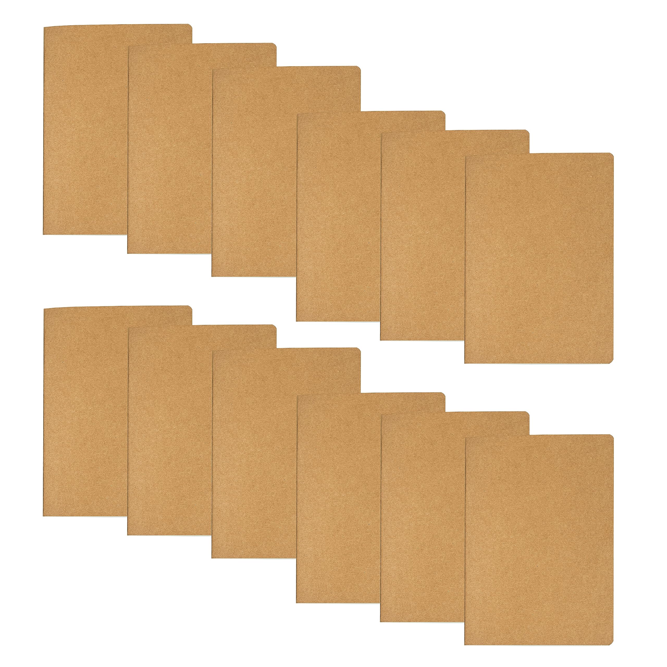 Blue Acorn - 12 x A5 Lined Journal - 128 150gsm pages - Lined & Plain Hardback Notebook - Brown Kraft Cover - Perfect for Artists, Students and Professionals