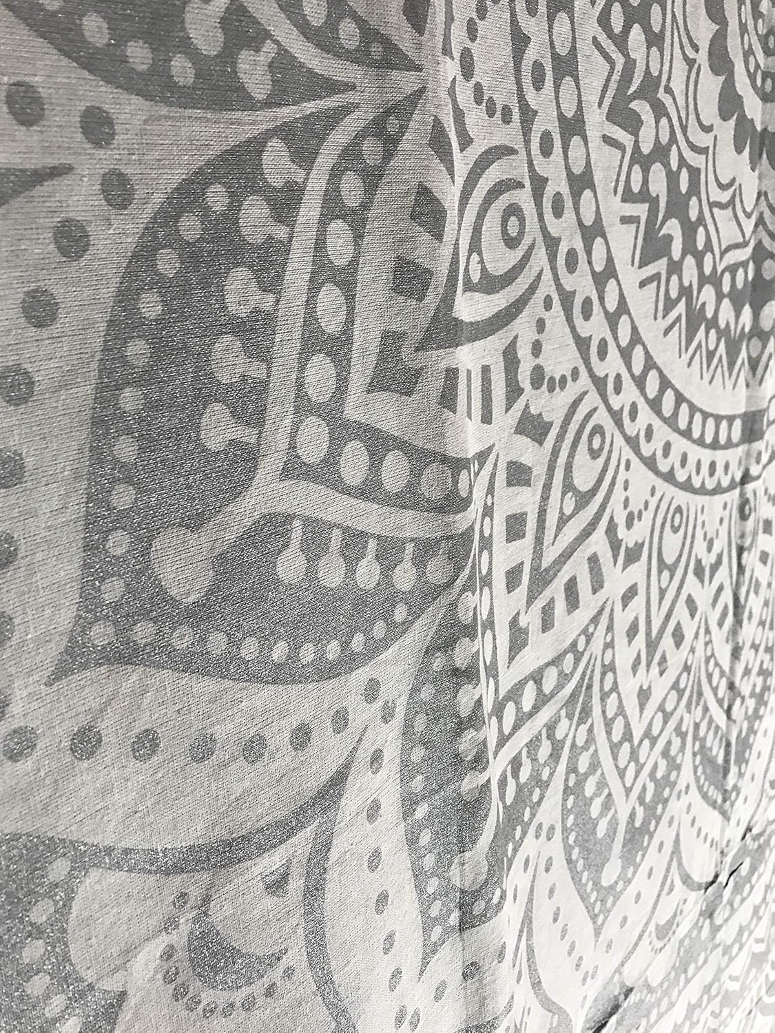 raajsee Grey Silver Mandala Tapestry Wall Hanging/Indian Cotton Boho Bohemian Psychedelic Hippie Throw/A Yoga Mat Beach Rugs Towel Blanket (White Silver Ombre - Image 3