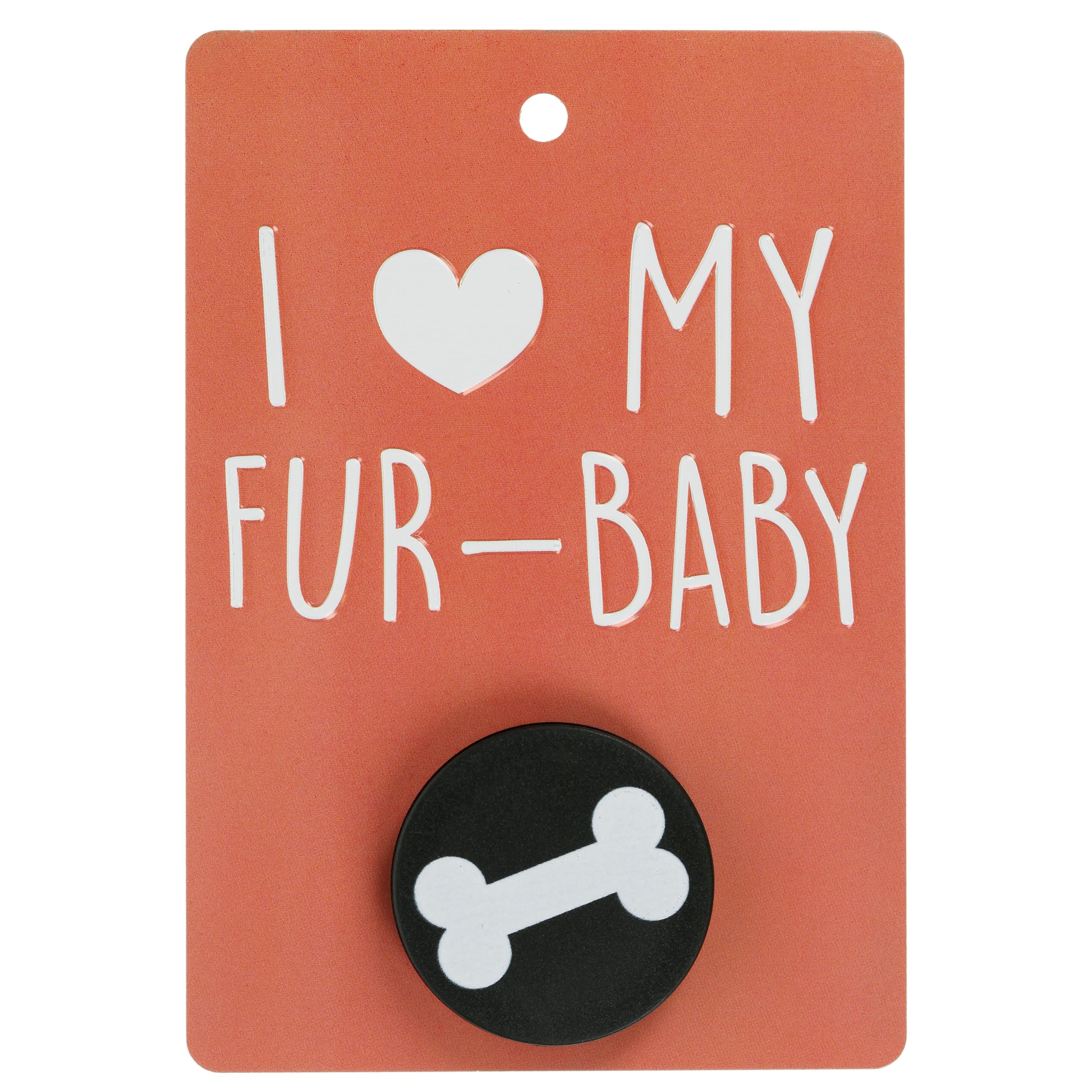 Pooch Pals I Love My Fur-Baby Dog Lead Holder Wall Mounted Plaque Pop-Out Hook Hanger