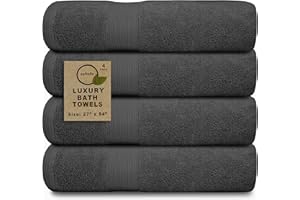 Softolle Set of 4 Bath Towels - 27" x 54" Cotton Towels for Bathroom - 100% Cotton Bath Towel - 600 GSM Eco-Friendly, Soft & Absorbent Bath Towel - Oeko-Tex Certified (Grey)