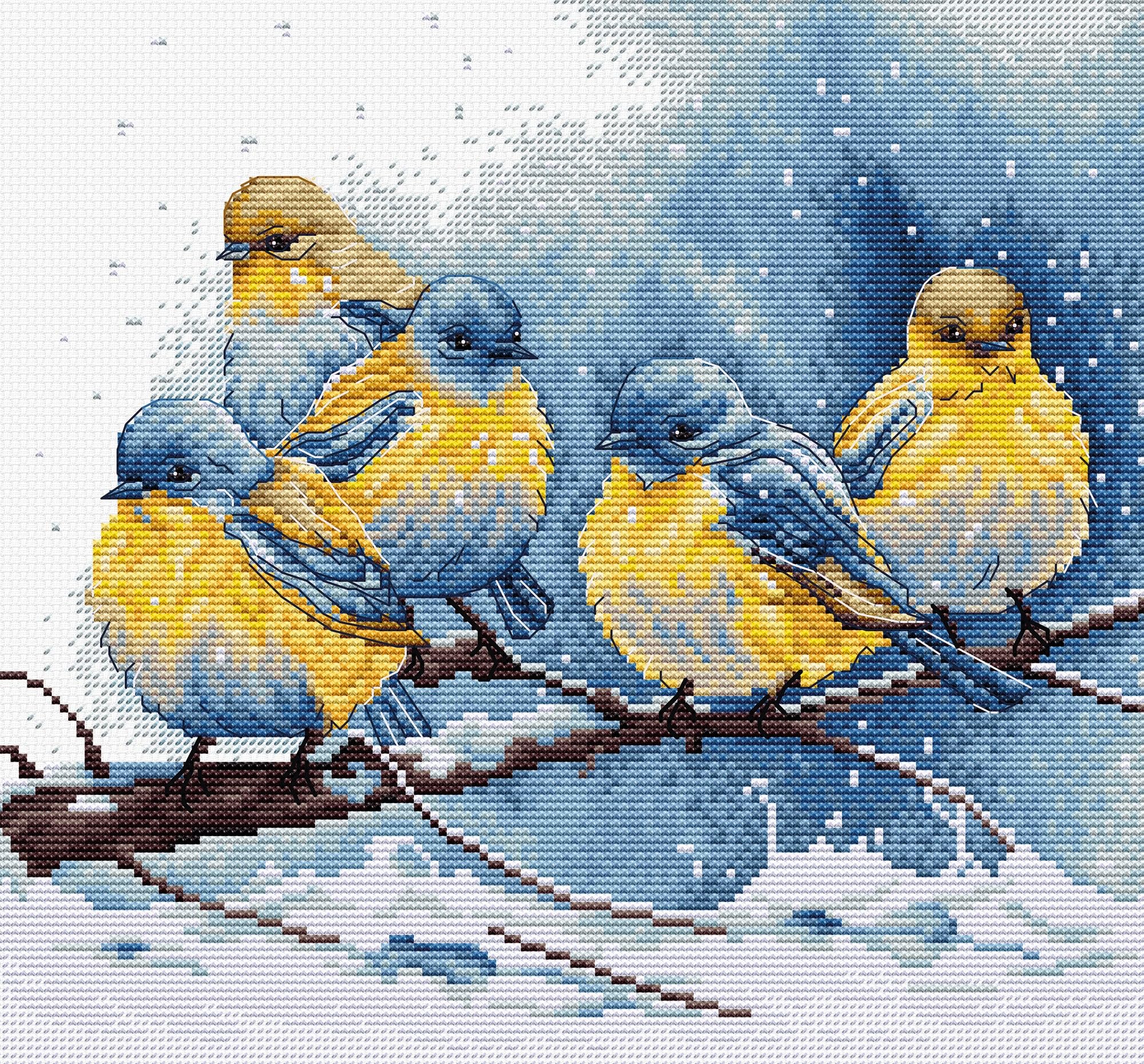Luca-S Cross Stitch Kit Eastern Bluebirds, BU5028, Counted Cross Stitch Kit for Adults, Needlecraft and Embroidery Kit