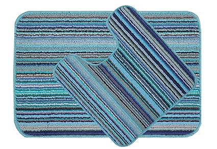 Saral Home Micro Polyester Bathmat with Contour Set (Turquoise, 40X60cm)