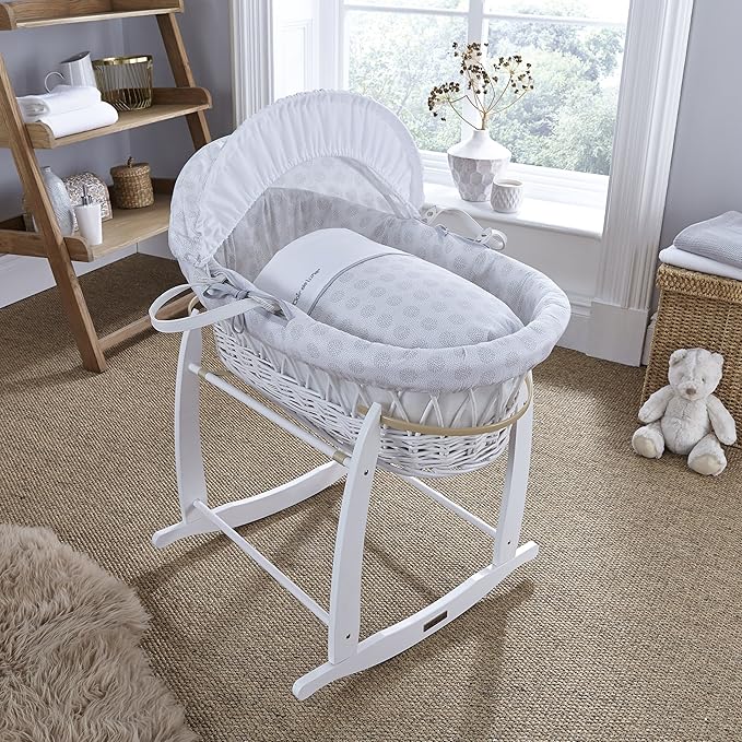 clair de lune white wicker moses basket