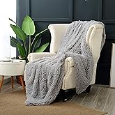 Reafort Luxury Long Hair Shaggy PV Fur Faux Fur Oversized Throw Blanket (60"X70" Throw, Grey)