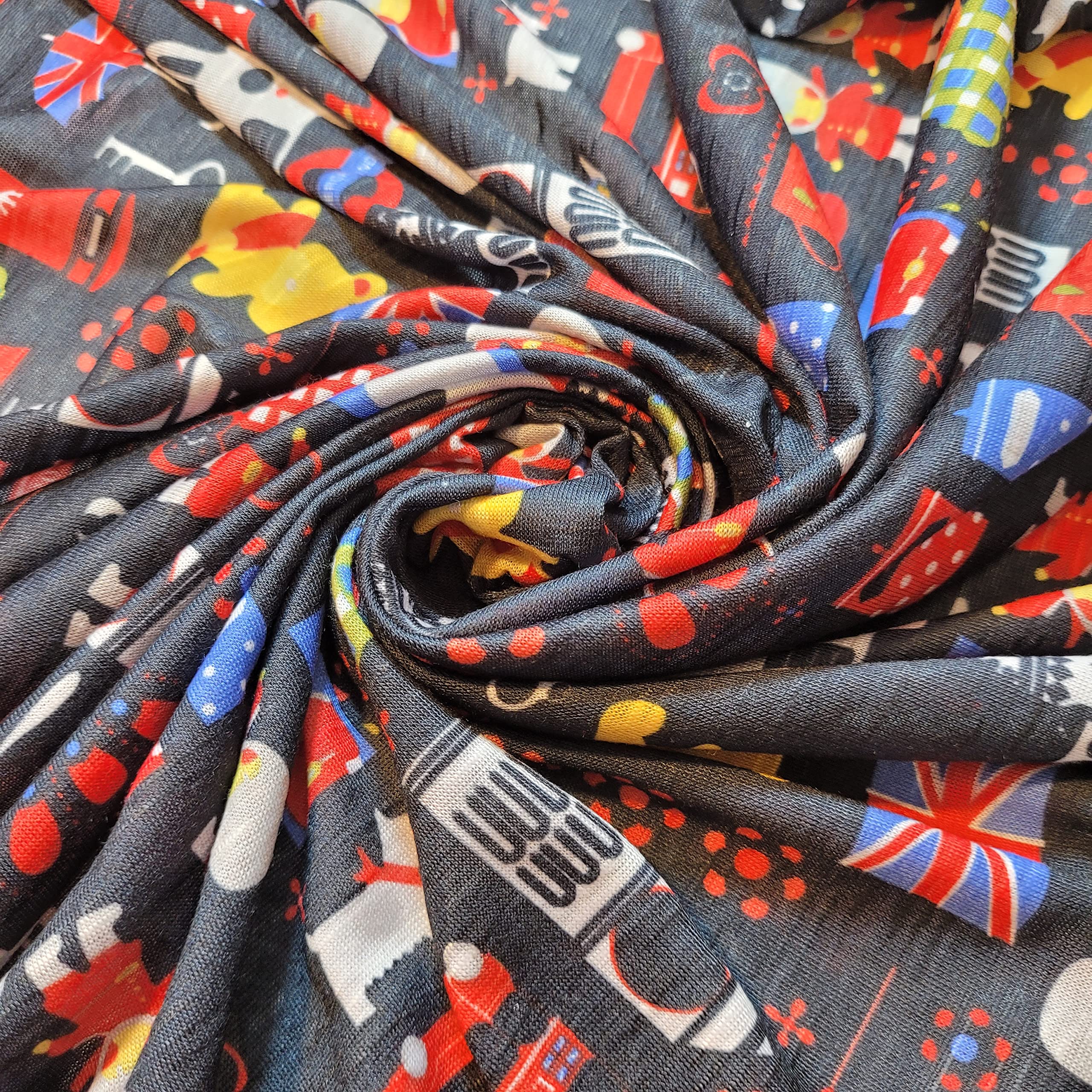 Soft Printed Cotton Jersey Stretch Knit Fabric – Ideal for T-Shirts, Babywear, Dressmaking & Crafts | 58" (150cm) Wide | Sold Per Meter (Pre-Cut) (London Tour) — image 1