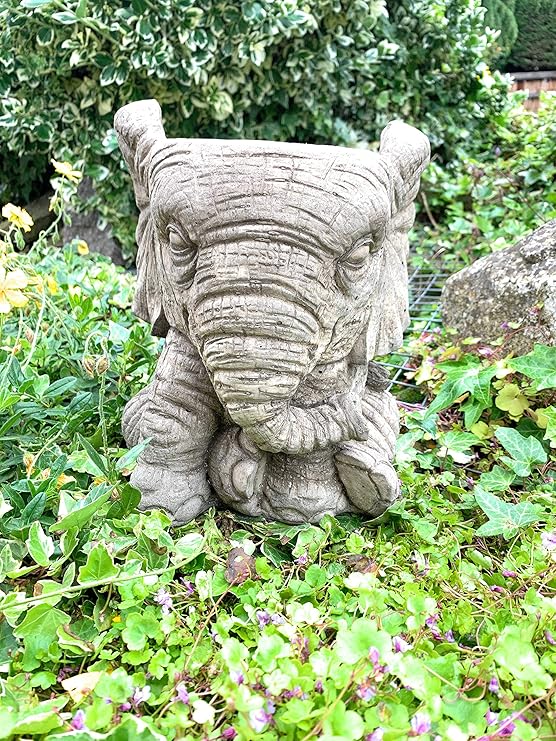 STONE GARDEN ELEPHANT PLANT POT PLANTER ORNAMENT Amazon.co.uk Garden & Outdoors