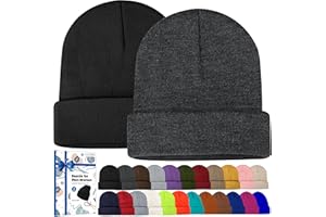 lucdnc Beanies for Men Women 2 Pack Fall Winter Men's Hats Unisex Warm Knit Skullies Beanies Soft Ski Caps