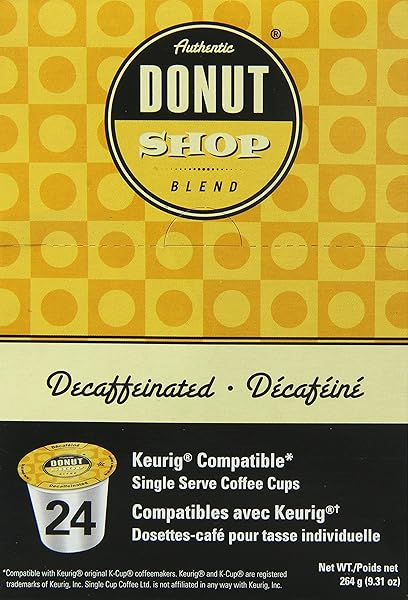 AUTHENTIC DONUT SHOP BLEND DECAFFEINATED SINGLE CUP COFFEE FOR KEURIG K-CUP BREWERS, 24 COUNT
